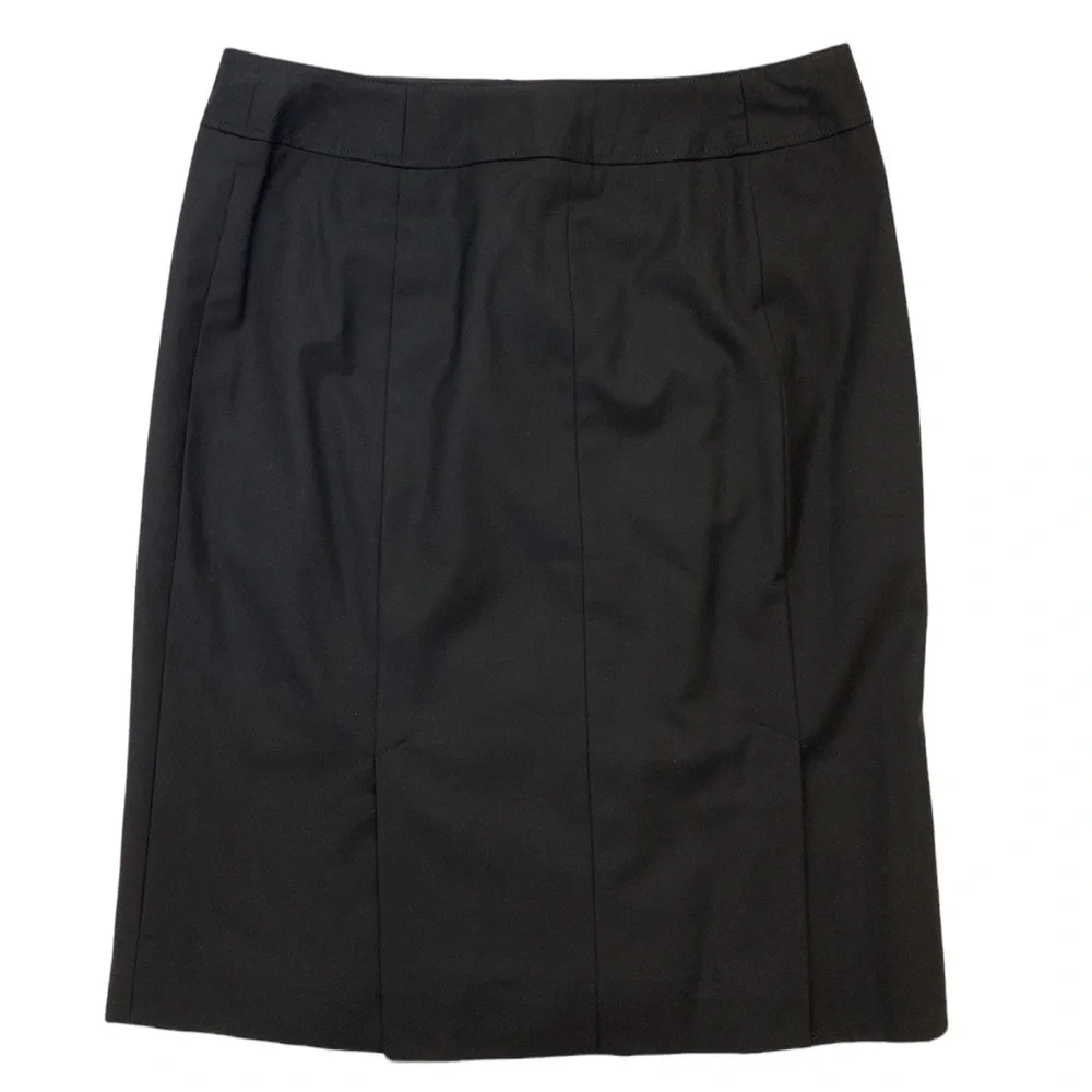 Ann Taylor LOFT Petites Black Pencil Skirt Button Detail Size 0P - Picture 3 of 7